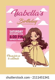 princess invitation birthday beautiful vector