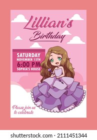 princess invitation birthday beautiful vector