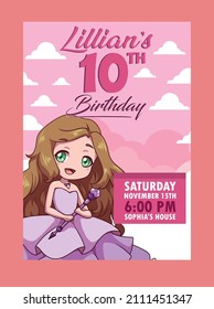 princess invitation birthday beautiful vector
