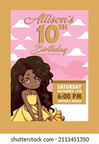 princess invitation birthday beautiful vector