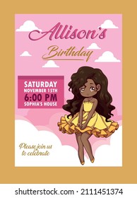 princess invitation birthday beautiful vector