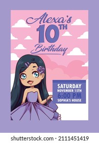 princess invitation birthday beautiful vector