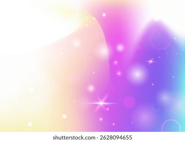 Convite de Princesa. Gradiente Kawaii Rosa. Plano de Fundo do Arco-íris. Concurso Desfocado De Conto De Fadas. Holograma de Fantasia Roxa. Padrão de Brilhos Azuis. Glitter de Fadas. Bonito Convite de Princesa.