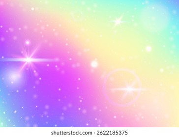 Princess Invitation. Pink Kawaii Hologram. Rainbow Gradient. Fairytale Universe Mesh. Purple Mystical Background. Lilac Colorful Pattern. Magic Texture. Neon Princess Invitation.
