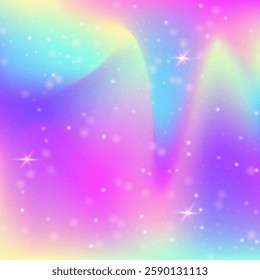 Princess Invitation. Purple Fairy Pattern. Magic Gradient. Iridescent Mystical Invite. Pink Galaxy Background. Lilac Pastel Hologram. Unicorn Glitter. Neon Princess Invitation.