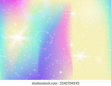 Princess Invitation. Purple Girl Hologram. Rainbow Pattern. Holographic Cosmic Effect. Pink Magical Background. Lilac Universe Gradient. Unicorn Backdrop. Stars Princess Invitation.