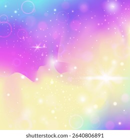 Princess Invitation. Purple Magic Pattern. Kawaii Gradient. Holographic Abstract Invite. Pink Fantasy Background. Blue Magical Hologram. Fairy Texture. Neon Princess Invitation.