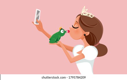 Princess Kissing Frog Virtue Signaling on Social Media Concept Illustration