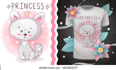 Princess kitty - idea for print t-shirt