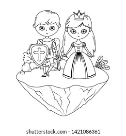 princess and knight of fairytale design
