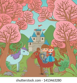 Princess knight and horse of fairytale design