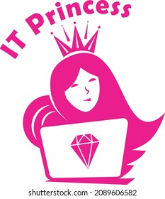 corona y diamante de la computadora portátil princesa