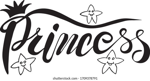 Diseño de letras Princess, ilustración vectorial
