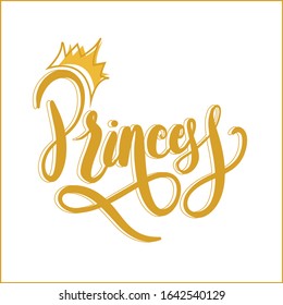 Princess Lettering with Handdrawn Golden Luxury Logo