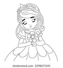 Princess line coloring book. worksheet book 