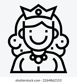 Princess line icon. Vector illustration, outline design. 