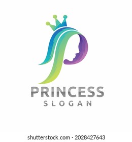 princess logo with letter P concept