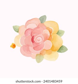 princess magic castle with floral. Floral watercolor fairytale castle. Kids illustration. watercolor castle painting illustration. Isolated on white.