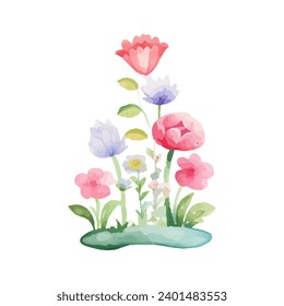 princess magic castle with floral. Floral watercolor fairytale castle. Kids illustration. watercolor castle painting illustration. Isolated on white.