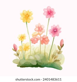 princess magic castle with floral. Floral watercolor fairytale castle. Kids illustration. watercolor castle painting illustration. Isolated on white.