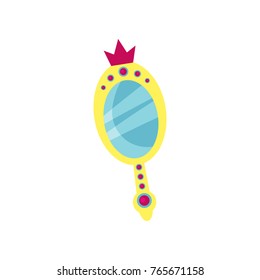 Princess magic mirror, accessory for a little princess or fairy cartoon vector Illustration