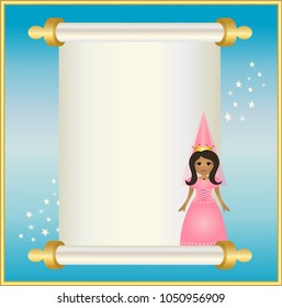 Princess with magical scroll banner