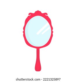 Princess, mermaid hand mirror with crown vector illustration. Hand drawn isolated icon, sticker