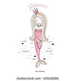 princess mermaid, illustration for girls