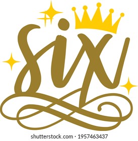 Princess Number Six - Princess Birthday design