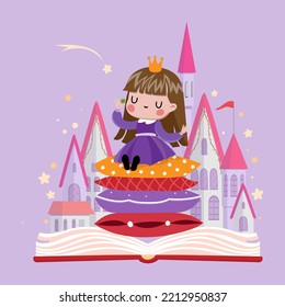 princess on the pillows in the book.