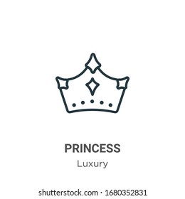 Princess outline vector icon. Thin line black princess icon, flat vector simple element illustration from editable luxury concept isolated stroke on white background
