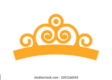 Princess party, diadem poster, crown and sign of royalty, luxury object and jewellery with ornaments, vector illustration isolated on white background