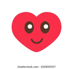 Princess party, poster with heart, of red color with smile and eyes glowing with happiness, drawn element, vector illustration, isolated on white