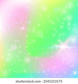 Princess Pattern. Green Magic Invitation. Rainbow Gradient. Iridescent Fantasy Effect. Yellow Girlish Background. Blue Mystical Hologram. Unicorn Backdrop. Candy Princess Pattern.