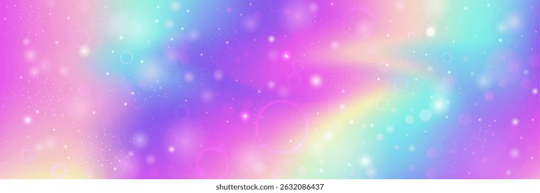 Princess Pattern. Pink Kawaii Gradient And Beautiful Magic Hologram. Purple Fairy Background. Star Texture Over Light Sky And Cosmic Universe Design. Blue Princess Pattern.