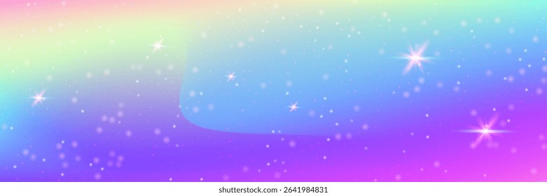Princess Pattern. Pink Kawaii Gradient And Beautiful Magic Hologram. Purple Fairy Background. Cute Sparkle Texture With Candy Glitter And Watercolor Effect. Blue Princess Pattern.