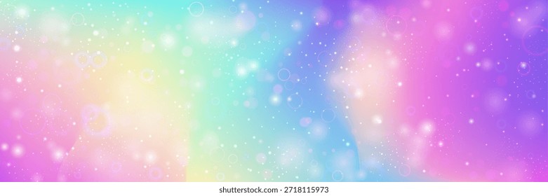 Patrón de princesa. Gradiente De Kawaii Rosa Y Hermoso Holograma De Unicornio. Fondo de hadas púrpura. Luz Cósmica De Caramelo Con Textura Holográfica De Brillo. Patrón de princesa azul.