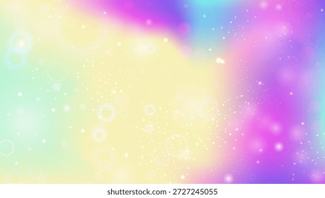 Princesa Padrão. Gradiente Kawaii Rosa E Lindo Holograma Mágico. Fundo de Arco-íris roxo. Papel De Parede De Aquarela Abstrata De Sonho De Doce Cósmico. Padrão de Princesa Azul.