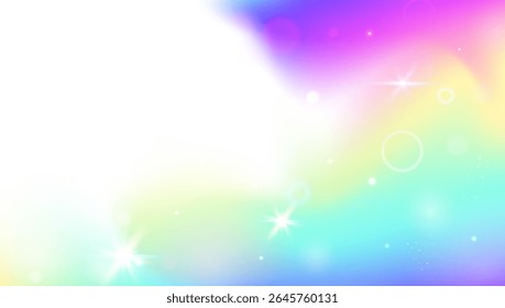 Princesa Padrão. Fundo Arco-Íris Rosa E Bonito Gradiente Kawaii. Holograma de Fadas Roxo. Papel De Parede De Aquarela Abstrata De Sonho De Doce Cósmico. Padrão de Princesa Azul.