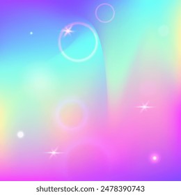 Princess Pattern. Pink Rainbow Gradient. Unicorn Hologram. Fairytale Magical Mesh. Purple Sparkles Invitation. Blue Pastel Background. Kawaii Backdrop. Stars Princess Pattern.