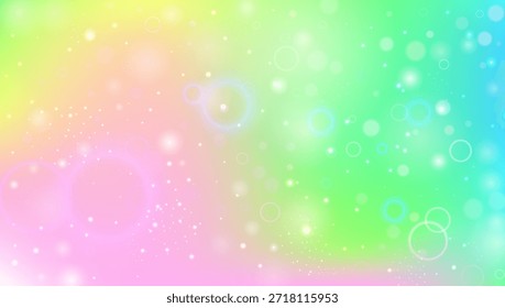 Patrón de princesa. Fondo De Unicornio Rosa Y Hermoso Gradiente Kawaii. Holograma De Hada Púrpura Y Amarilla. Linda Textura Brillante Con Brillo De Caramelo Y Efecto De Acuarela. Patrón de princesa verde.