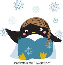 princess penguin is playing snow 