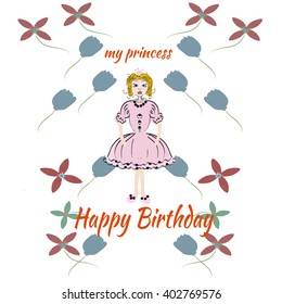 Princess pink birthday card