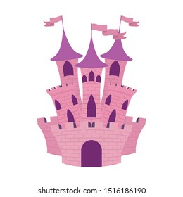 princess pink castle fairytale icon vector illustration design
