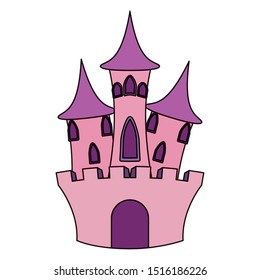 princess pink castle fairytale icon vector illustration design