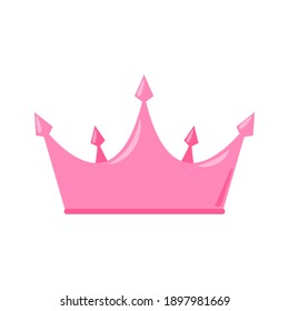 Princess Pink Crown Icon in Flat Style Isolated on white Background Vector Illustration