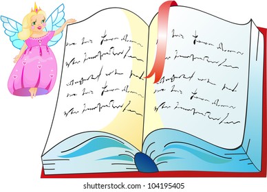 Princess in pink dress with the book
