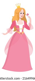 Princess in pink dress. Fantasy fairytale royal character