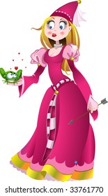 princess in pink with frog