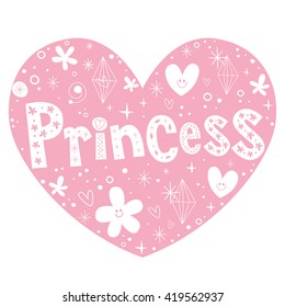 princess pink heart shaped lettering design